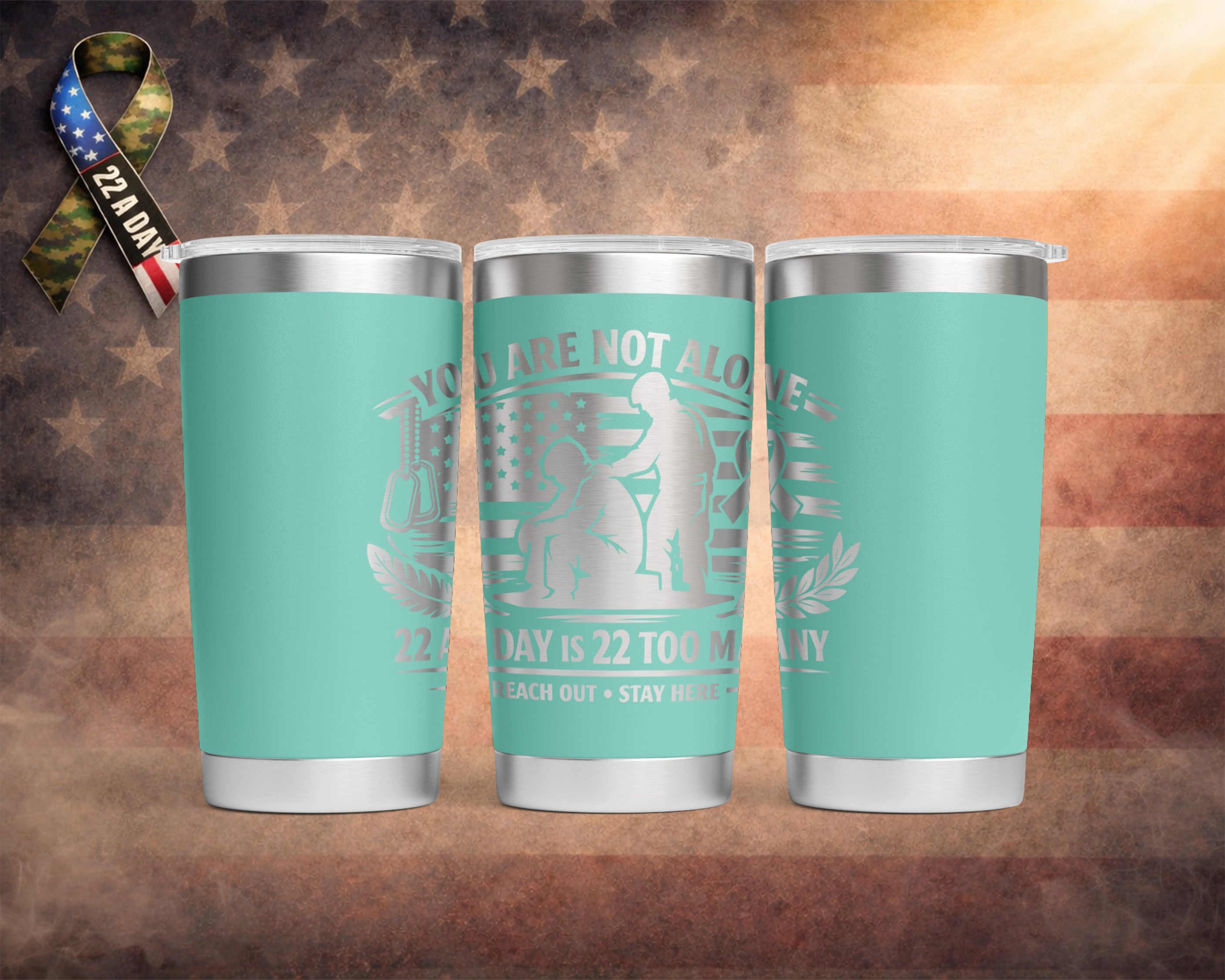 "You Are Not Alone” – 22 A Day Suicide Awareness - 20oz Yeti