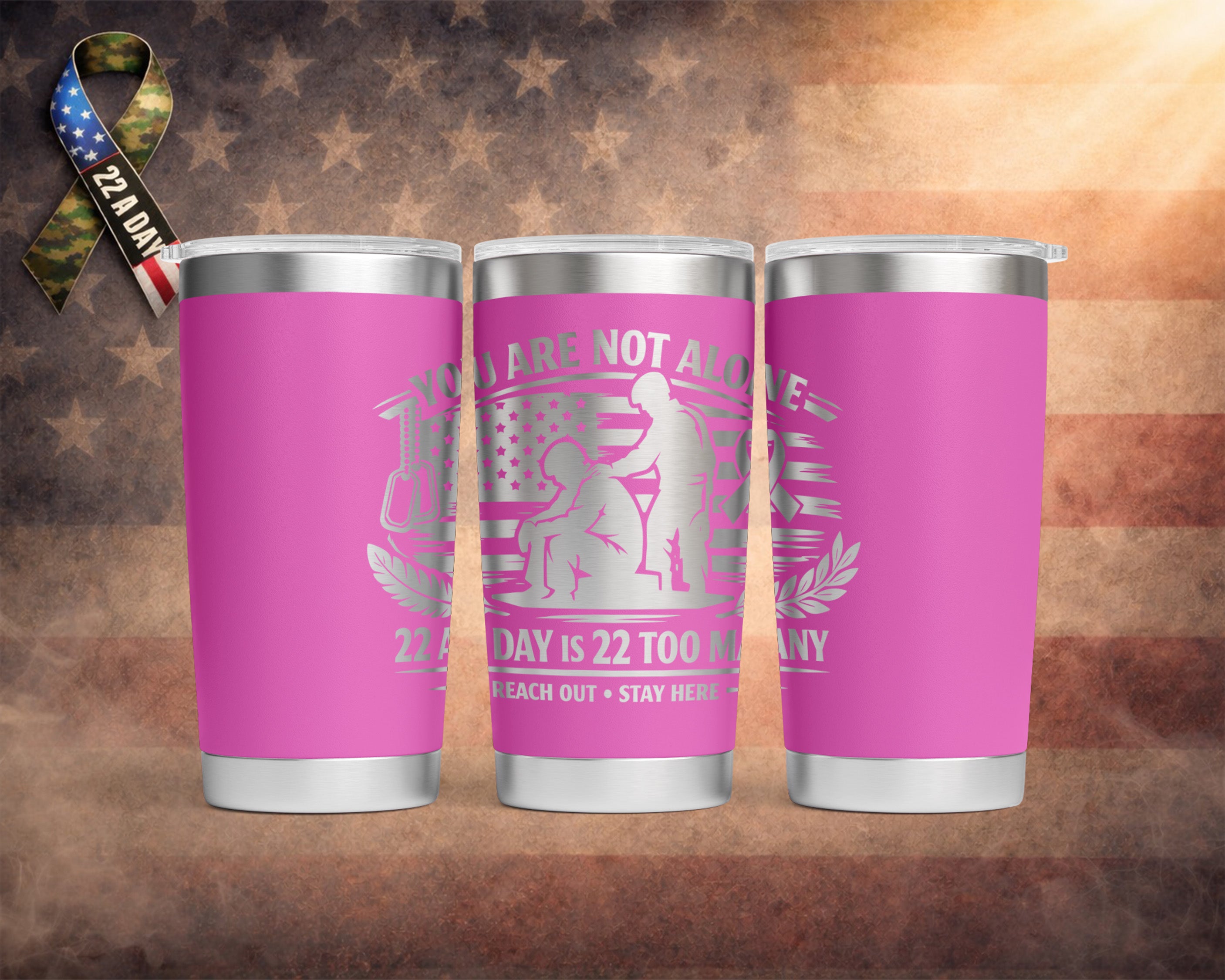 "You Are Not Alone” – 22 A Day Suicide Awareness - 20oz Yeti