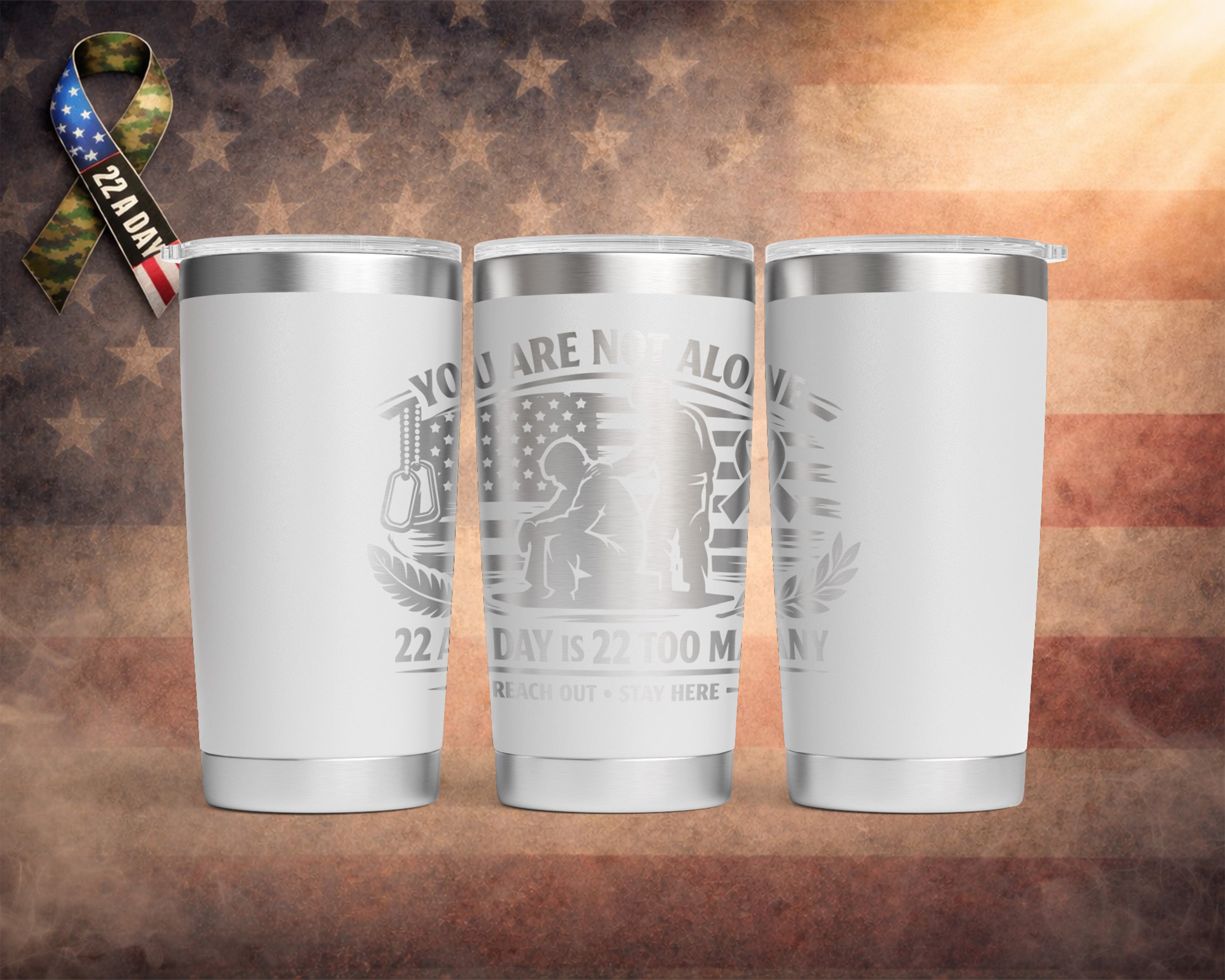 "You Are Not Alone” – 22 A Day Suicide Awareness - 20oz Yeti