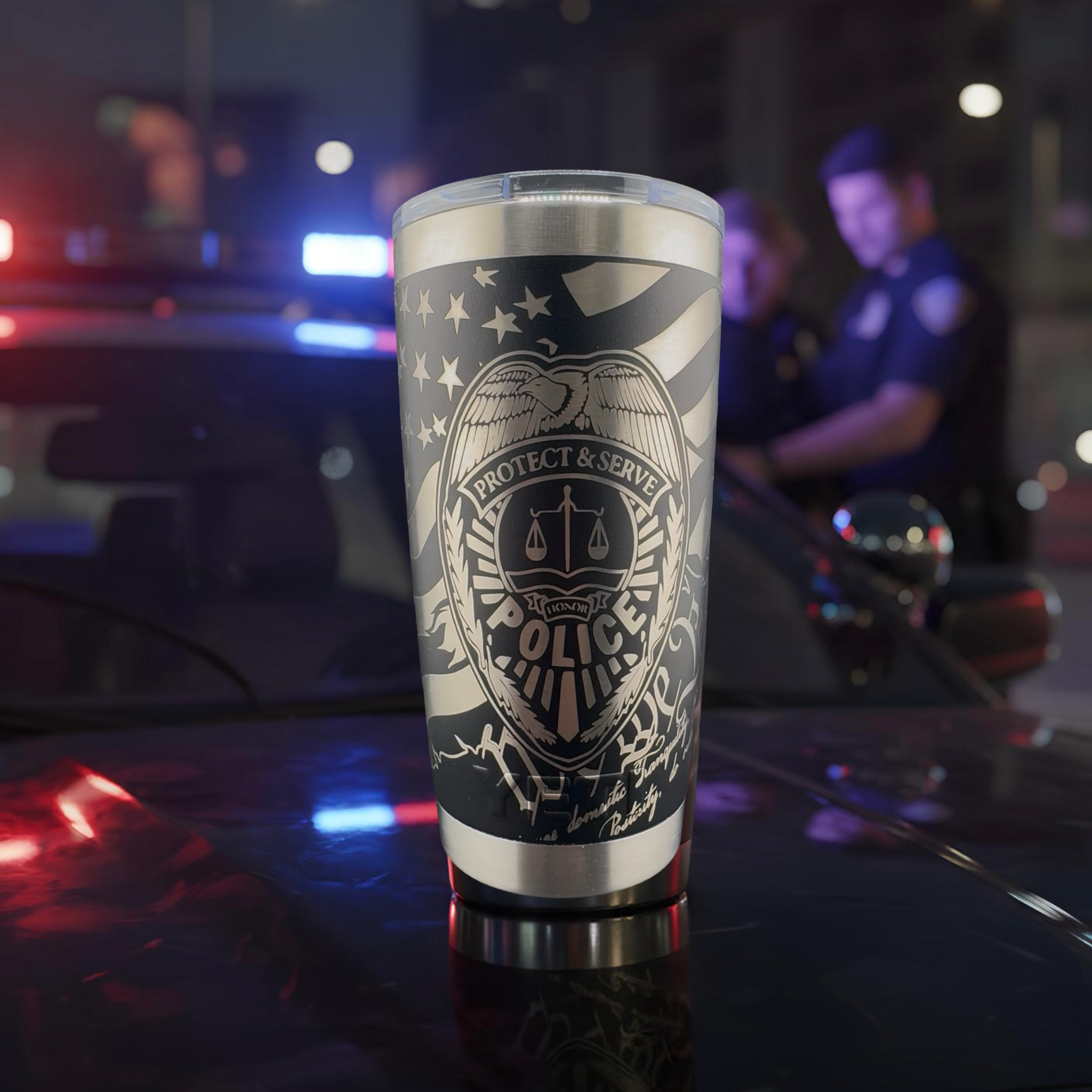 Law Enforcement Tribute Engraved Tumbler – Protect & Serve with Pride