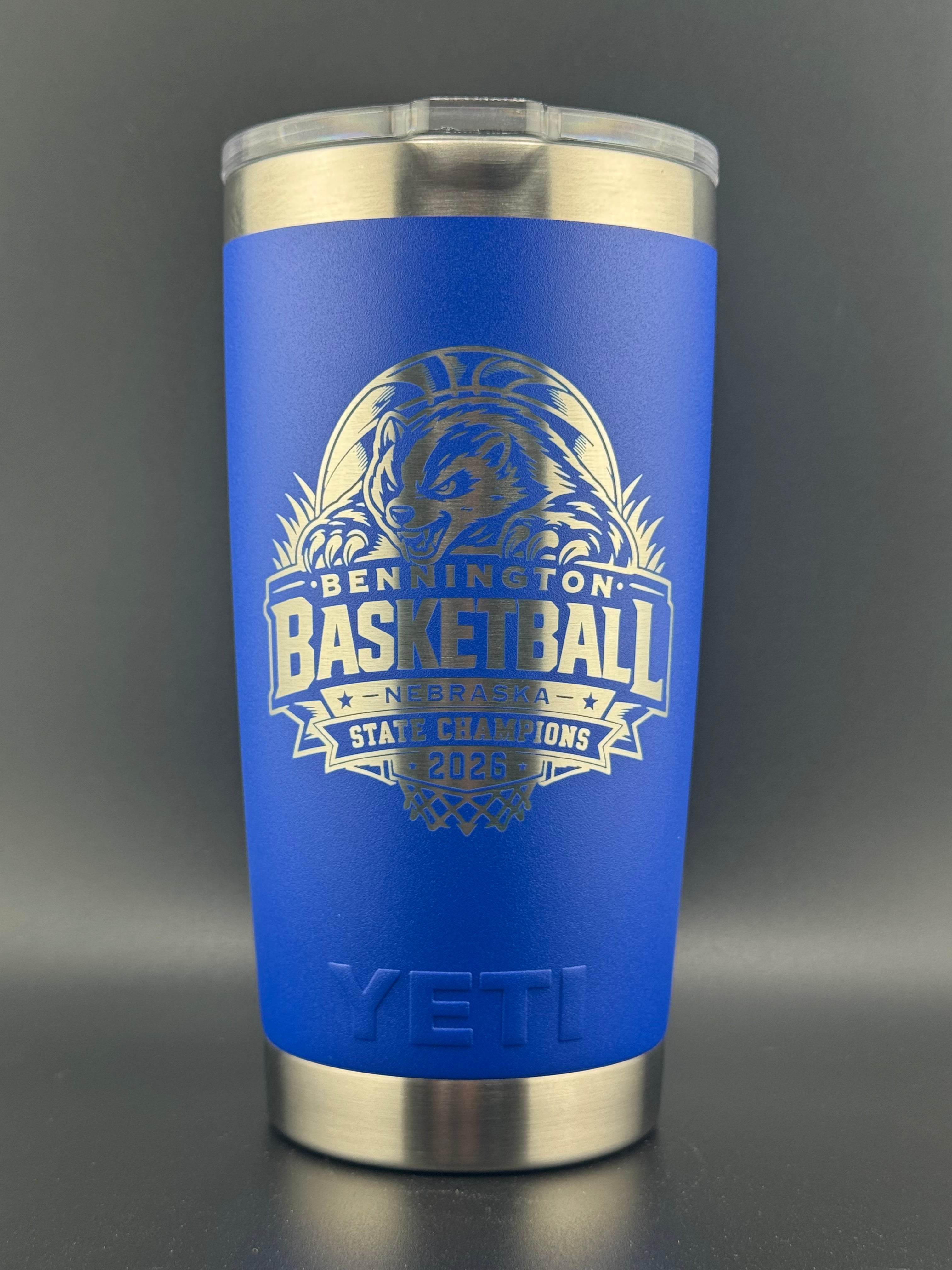 Bennington Badgers Girls Basketball Engraved YETI® 20oz Rambler Tumbler